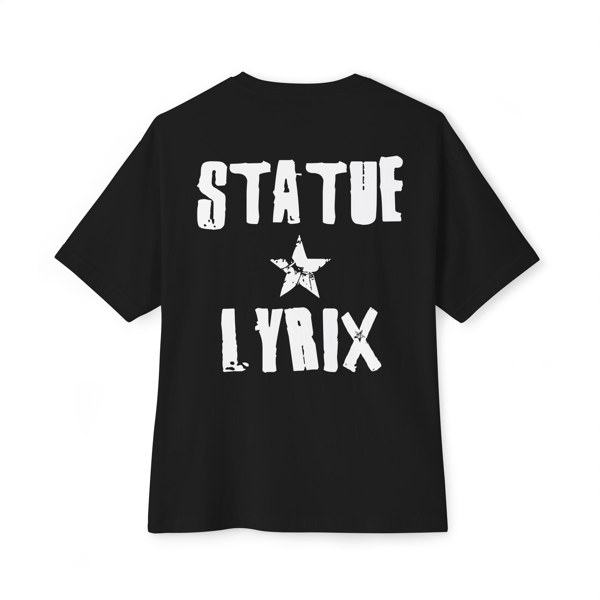 Distressed Star Graphic Tee | Statue Lyrix Back Print