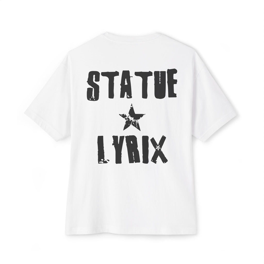 Distressed Star Graphic Tee | Statue Lyrix Back Print