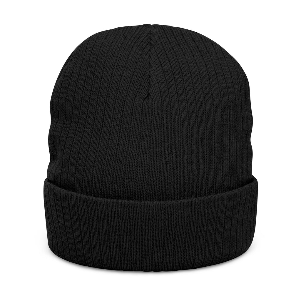 Punk Embroidered Ribbed Beanie – Star Accent Cuff Hat